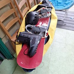 162cm Burton Snowboard  5150 Boots Us 10 Helmet And Bag 