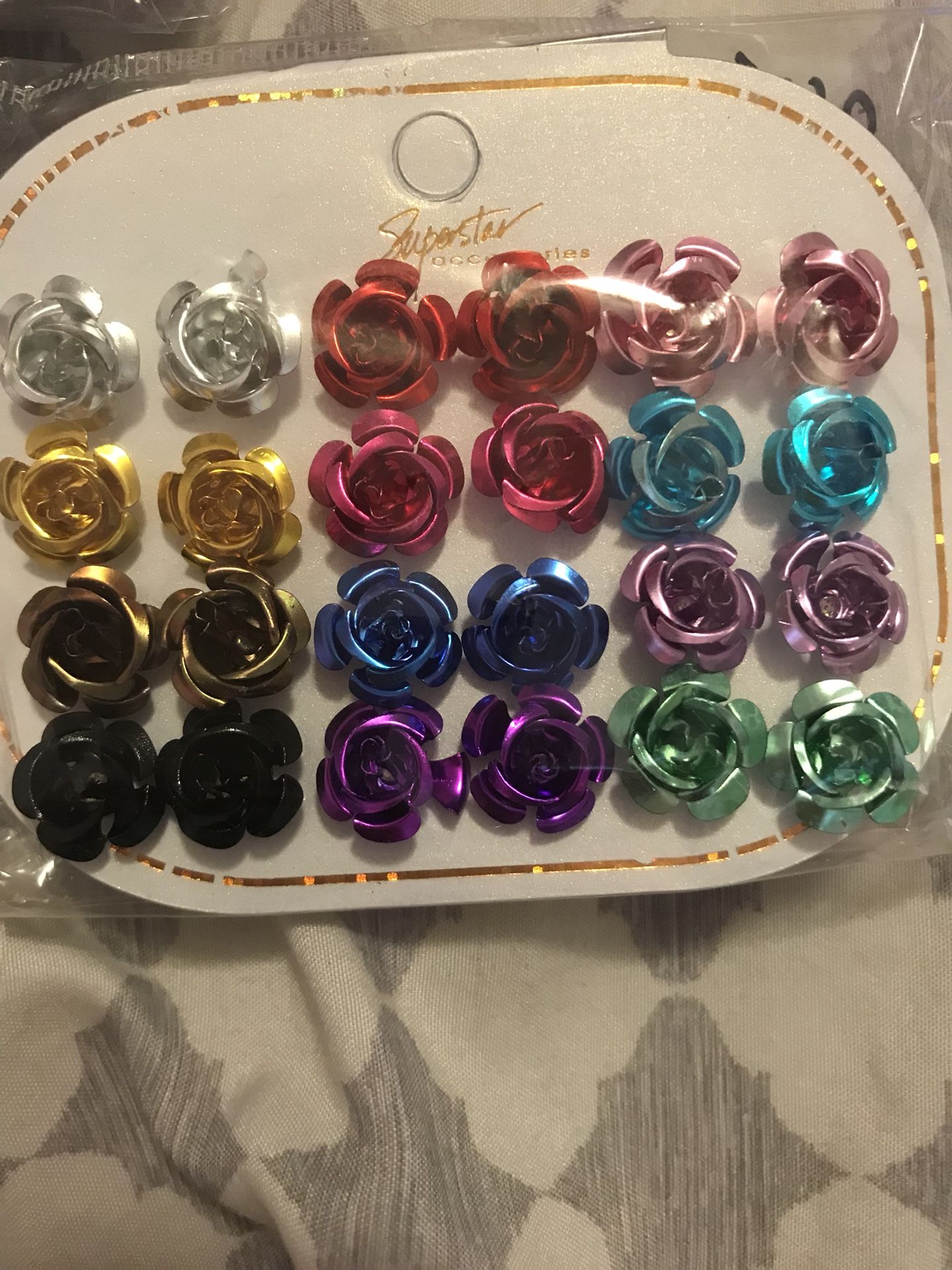 Chrome flower earrings