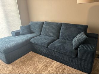 107" Cloud Couch Modular Sectional Sofa for Living Room, U-Shape Boneless Couch with Deep Seat, Modern Corduroy 3-Seater with Ottoman,