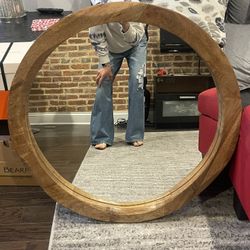 Round Wood Mirror