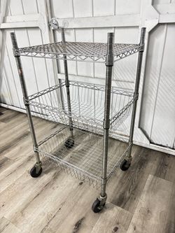 Wire Shelf Baskets with large casters