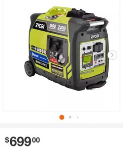 RYOBI 2,300-Watt Recoil Start Bluetooth Super Quiet Gasoline Powered Digital Inverter Generator with