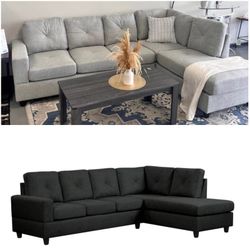 Brand New Black/Grey Fabric L Shape Sectional Sofa | Pay After Delivery 🚚 