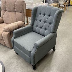 Noble House Charcoal Gray Tufted Back Fabric Recliner