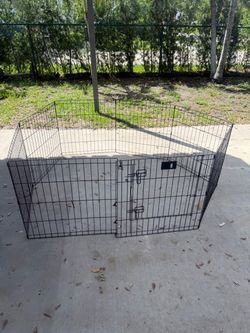 Black Metal Wire Dog Playpen with Door