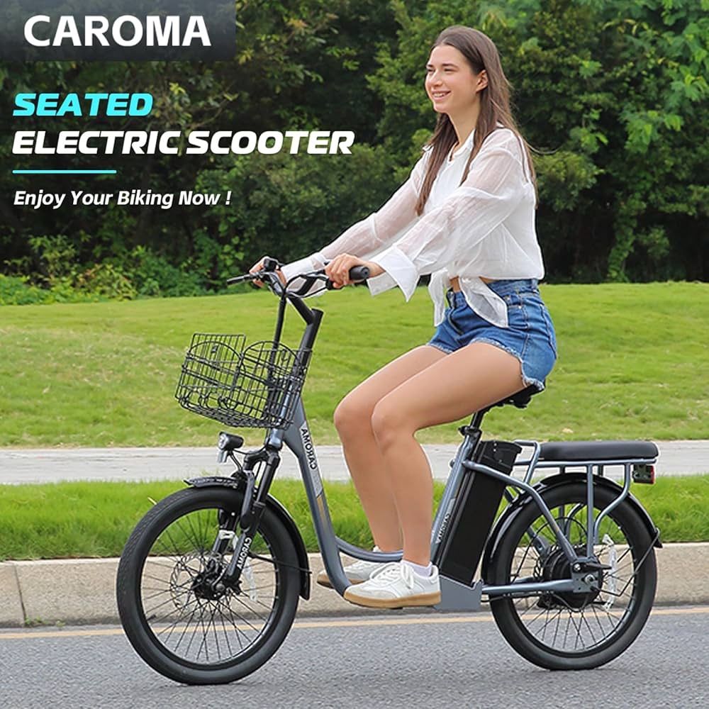 1200W Electric Scooter with Seat, 20" Fat Tire Electric Bike with 48V Removable Battery, Up to 30Miles & 20MPH, Adult Electric Bicycles for Commuting