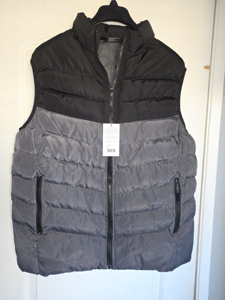 Men's Black Gray Vest XL Sleeveless