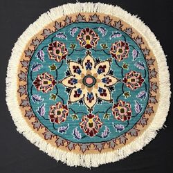 Persian Round Medallion Rug Hand Knotted Size 20”x20” Or 50cm Blue Rug