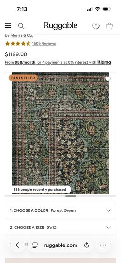 Ruggable Morris & Co Blackthorn Forest Green Rugs
