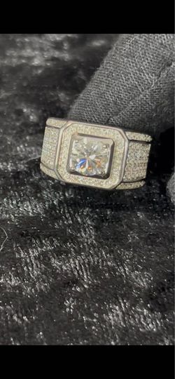 Men’s 925 Silver Halo Ring – Moissanite & CZ