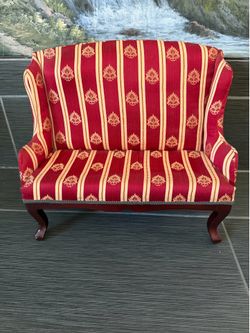 Miniature Vintage Red/Gold Striped Sofa