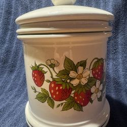 Vintage Sears Strawberry Fields Ceramic Canister (1970s)
