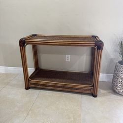 Rattan console table. Excellent condition. 42” long, 17” wide and 30” tall