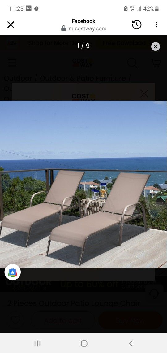New Tan Colo Patio Lounge Chsirs For Pool Sunbathing