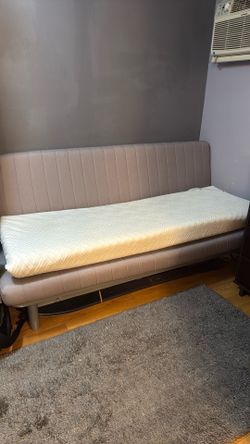 Futon queen bed plus foam mattress topper