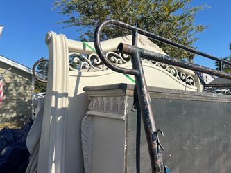 Metal Bed Frame + Dresser with Marble Top (sand and repaint ready!