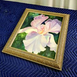 Vintage Original Art Iris Painting