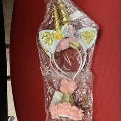 Two Unicorn Headbands & One First Year Birthday 