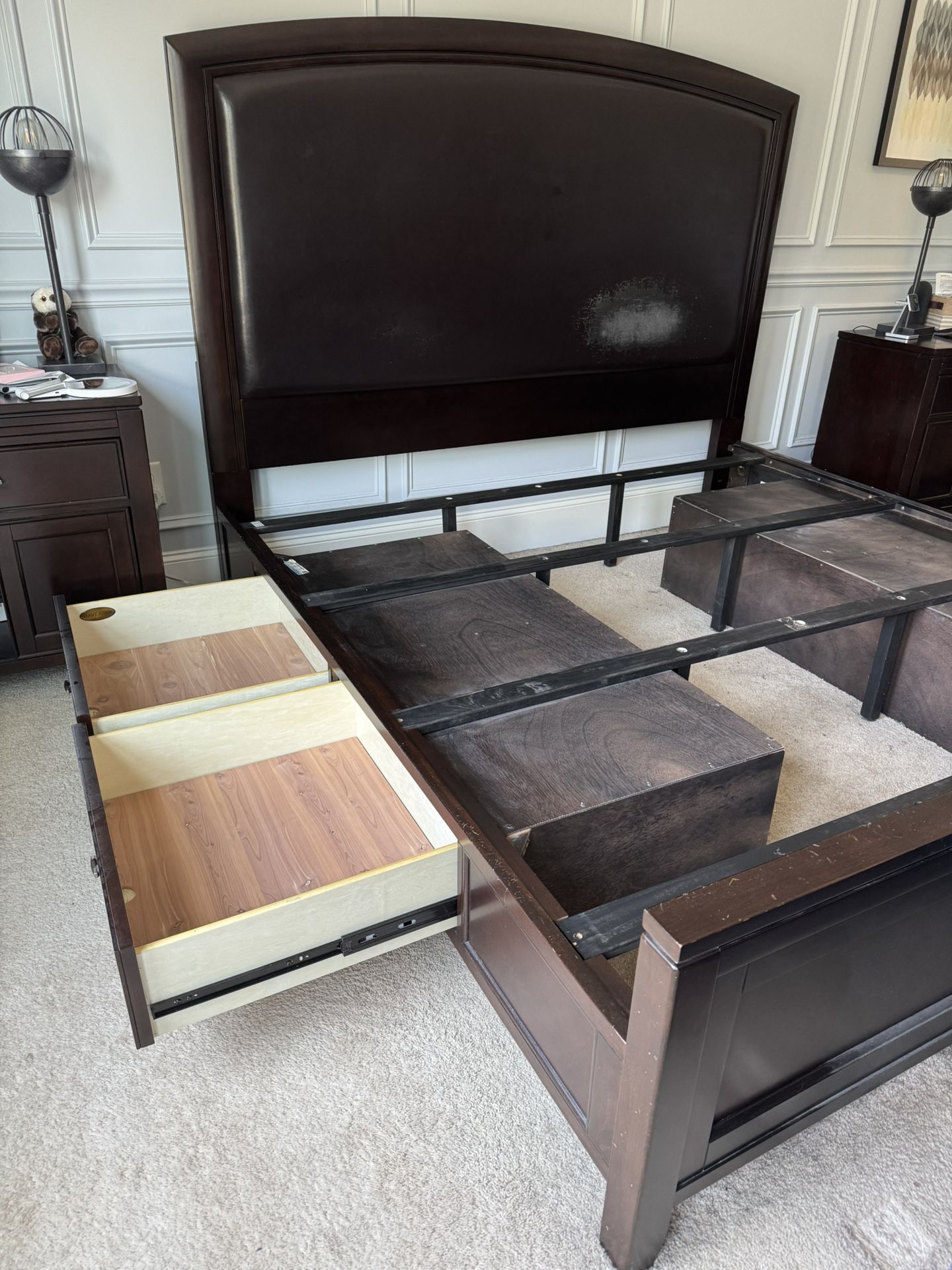 FREE - King Size Bed Frame With Headboard, Footboard And Drawers