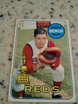 Vintage 1969 Topps baseball/ Johnny bench/ all-star rookie/ Cincinnati reds/ catcher/ card # 95