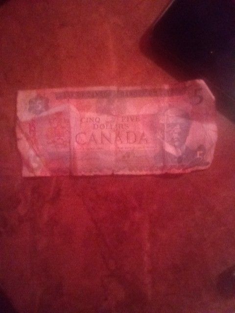 Antique Canadian Lawson Bouey 5dollar Bill 5 Cinq