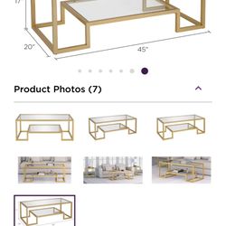 Gold Glass Coffee Table 