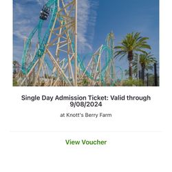 KNOTTS BERRY FARM TICKET EXPIRES 9/8