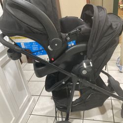 stroller with baby carrier and base