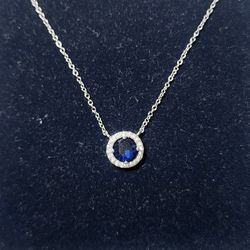 Sapphire Halo Necklace