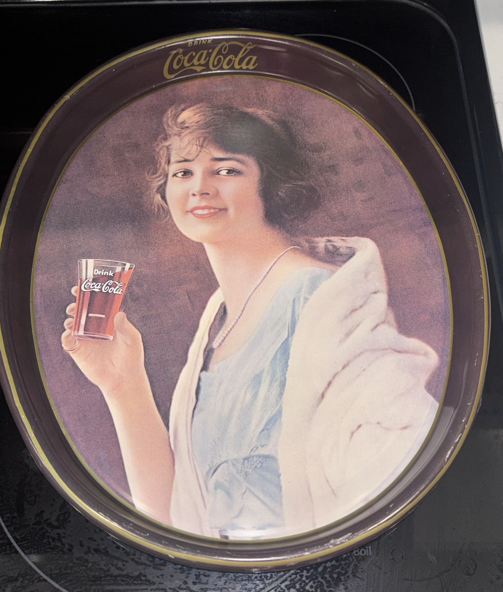 1973 COCA COLA oval tin serving tray