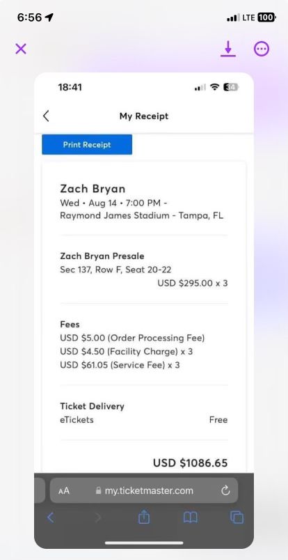 Zach Bryan Concert Tickets x3
