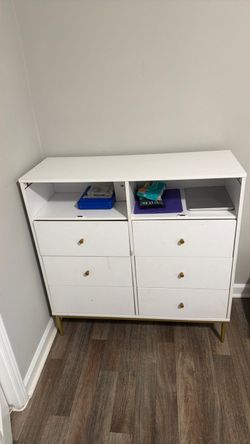 White Dresser with Gold Hardware