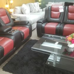 🚨LEATHER RECLINING SOFA AND LOVESEAT 