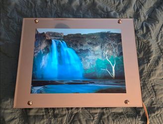 Lighted moving waterfall mirror picture