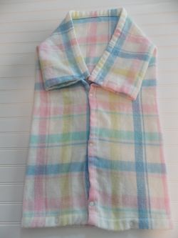 Vintage Baby 100% Acrylic Plaid Snap Wrap Blanket - Converts to a Bunting for Stroller Blanket Made in USA
