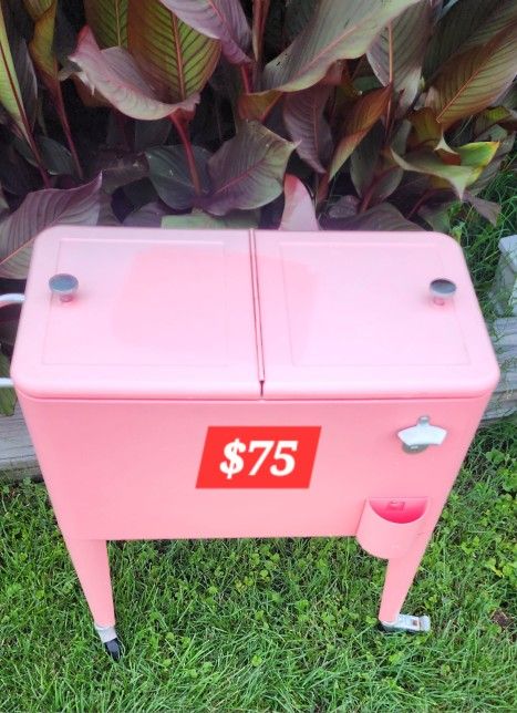 Pink Permosteel Insulated Cooler On Wheels