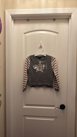 Girls Gray Sequin Star Crop Sweater