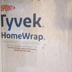 TYVEK 8' long by 6' wide - HomeWrap for Underlayment, Outside wall Siding, Ground Cloth, Camping, Moisture Barrier Protection, Tent Footprint