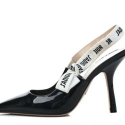 Classic Dior black patent sling back Heels 