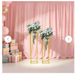 Wedding Flower Stand Outdoor Metal Floor Flower Display Rack Gold (2-Piece) NEW