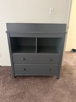 Gray Baby Changing Table with Drawers