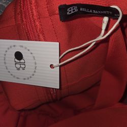 Orange off-the-shoulder midi dress from Bella Barnett size L (12)