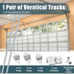 Tandefio 45 Pcs Garage Door Replacement Parts Garage Door Vertical Track Replacement Rail Doorpost Brackets and Screw and Nut Fittings/Rollers/Hinges/