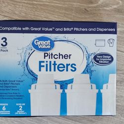 Great Value Water Filter, Replacement for Pitchers and Dispensers, Compatible with Brita, 3 Count
Condition brand new 
no returns 
Feel free to ask qu