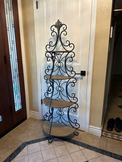 Wrought Iron 4-Tier Corner Etagere Shelf