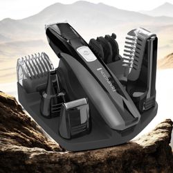 Remington Head to Toe Advanced Rechargeable Powered Body Groomer Kit, Beard Trimmer (10 Pieces), 6.3 Inch, Black