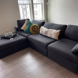 Large Grey Sofa w/Ottoman