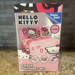 NIB Hello Kitty Wild Jungle 4 Piece Full Sheet Set Soft Microfiber