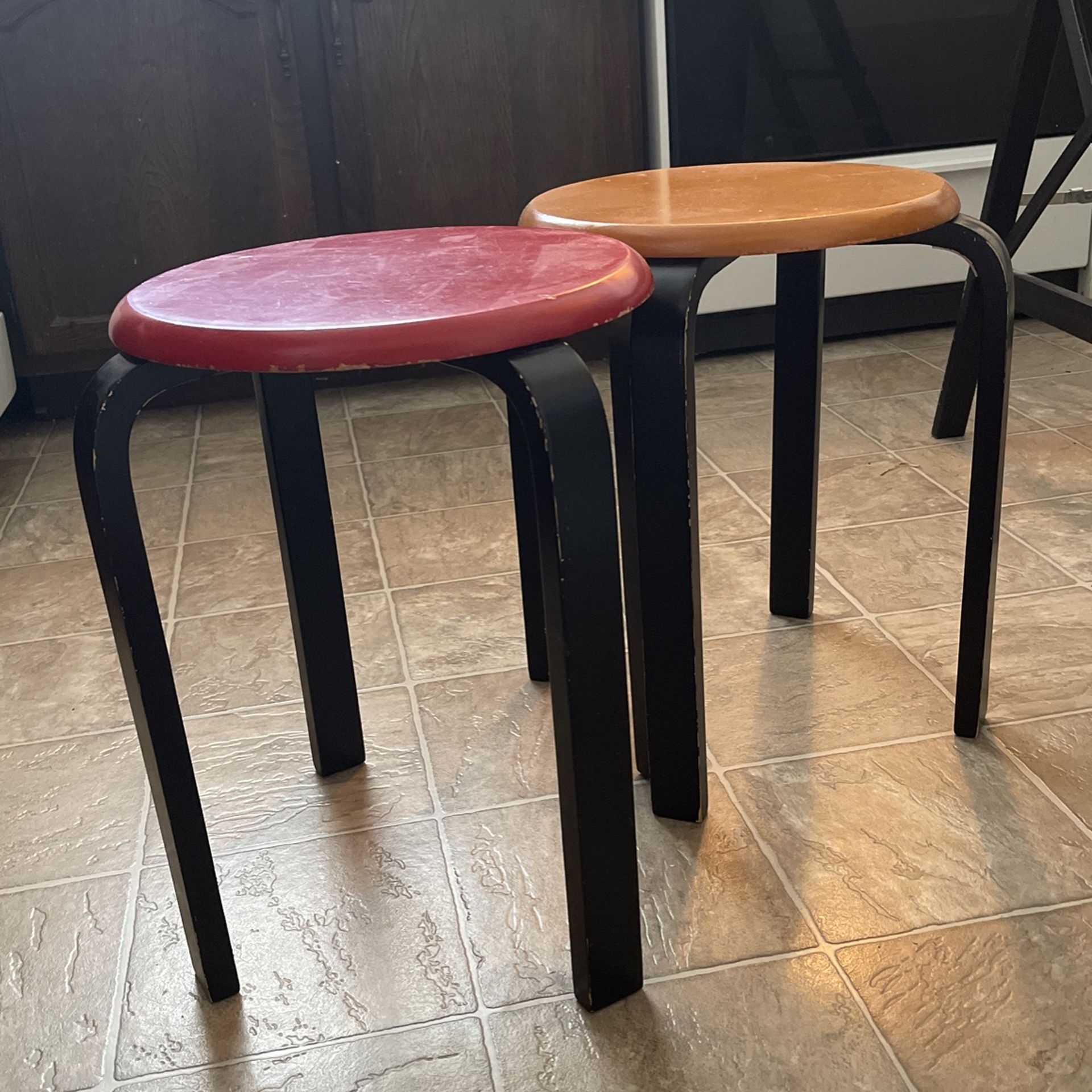 Small Stackable Wooden Stools 