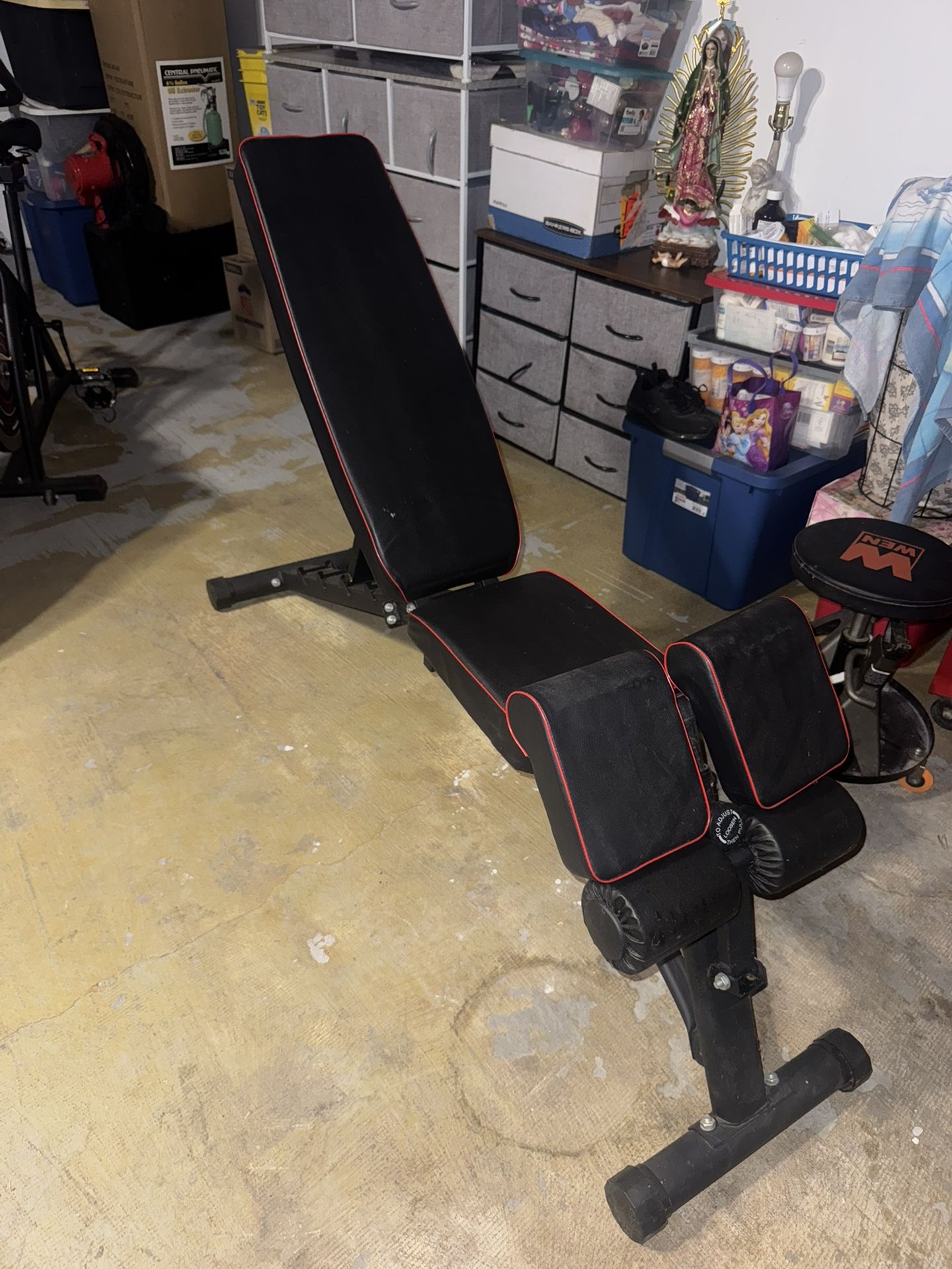 Bench press/Exercise bike/ Weights